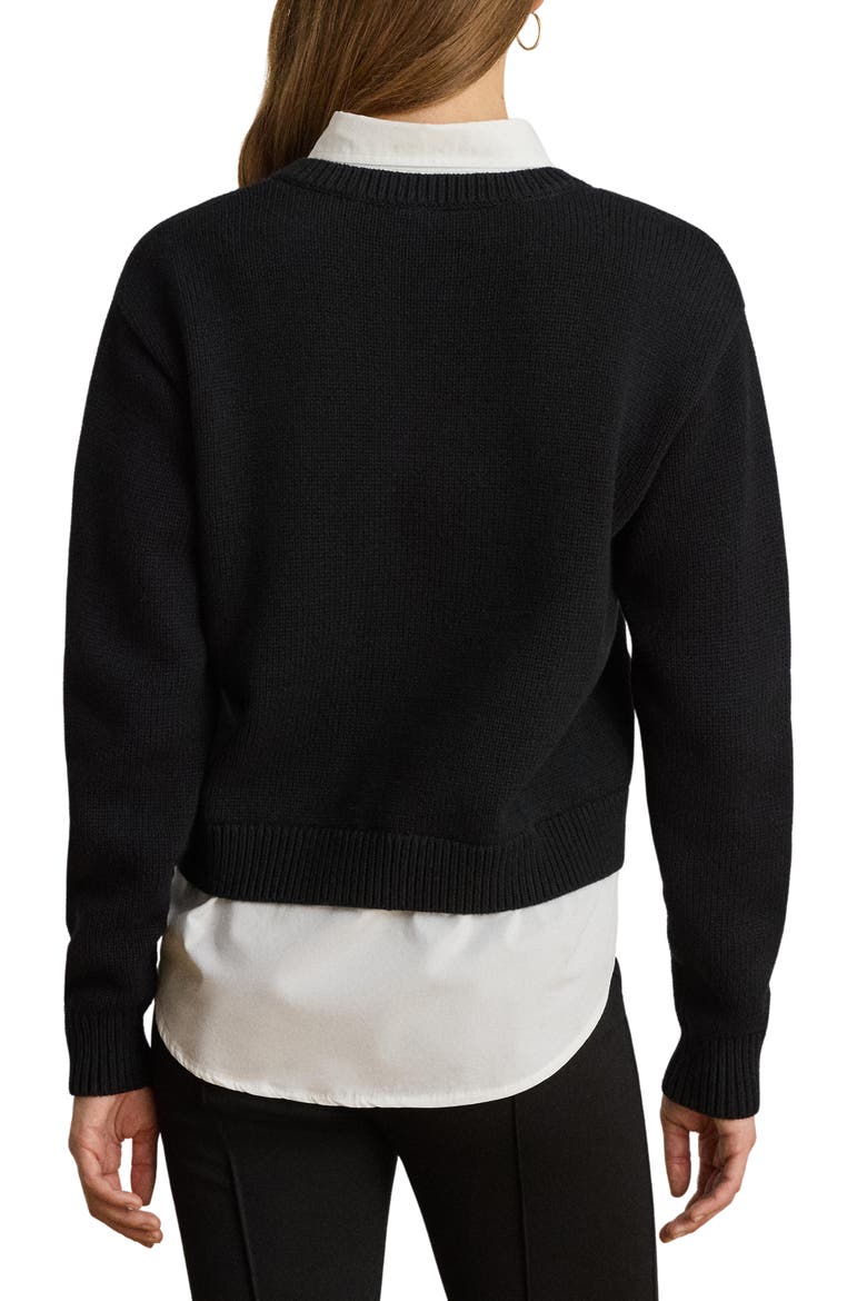 Layered Mixed Media Sweater, Alternate, color, BLACK/ WHITE