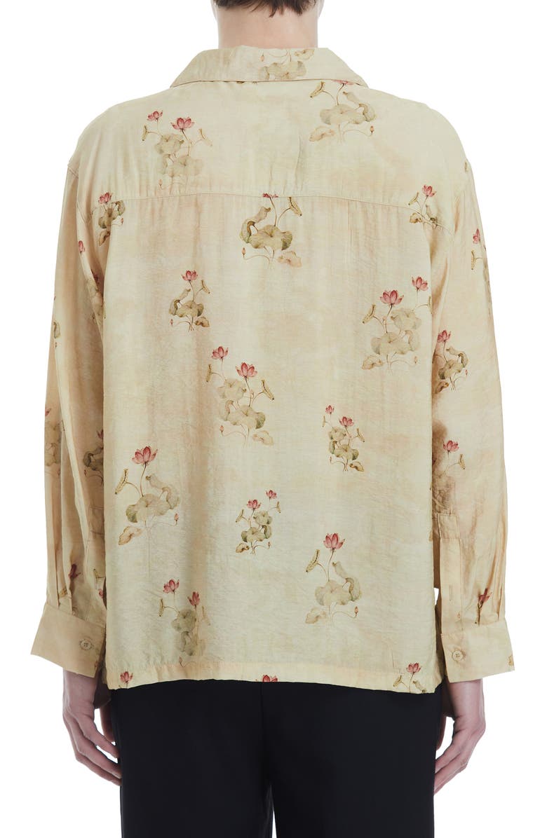 FOUND Lotus Print Button-Up Shirt, Alternate, color, 