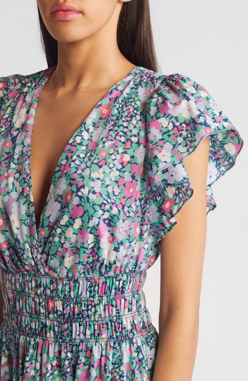 Rails Kimora Floral Flutter-sleeve Mini Dress In Navy Leilani Floral