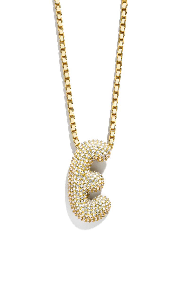 BaubleBar Bubble Initial Pendant Necklace, Main, color, Clear E