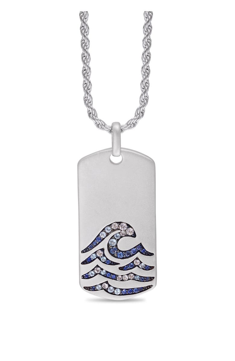 LuvMyJewelry Breaking Waves Sapphire & Topaz Silver Tag Necklace, Main, color, 