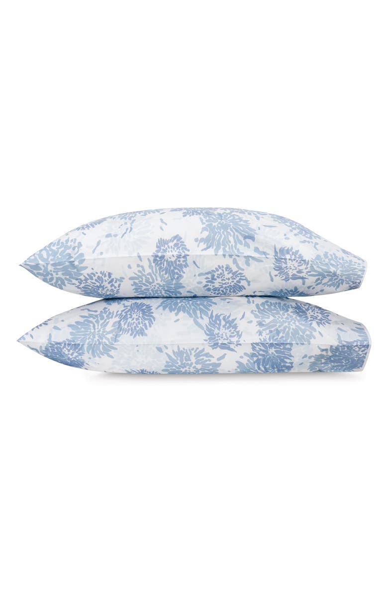 Matouk Chrysanthemum Set of 2 500 Thread Count Pillowcases, Main, color, Blue