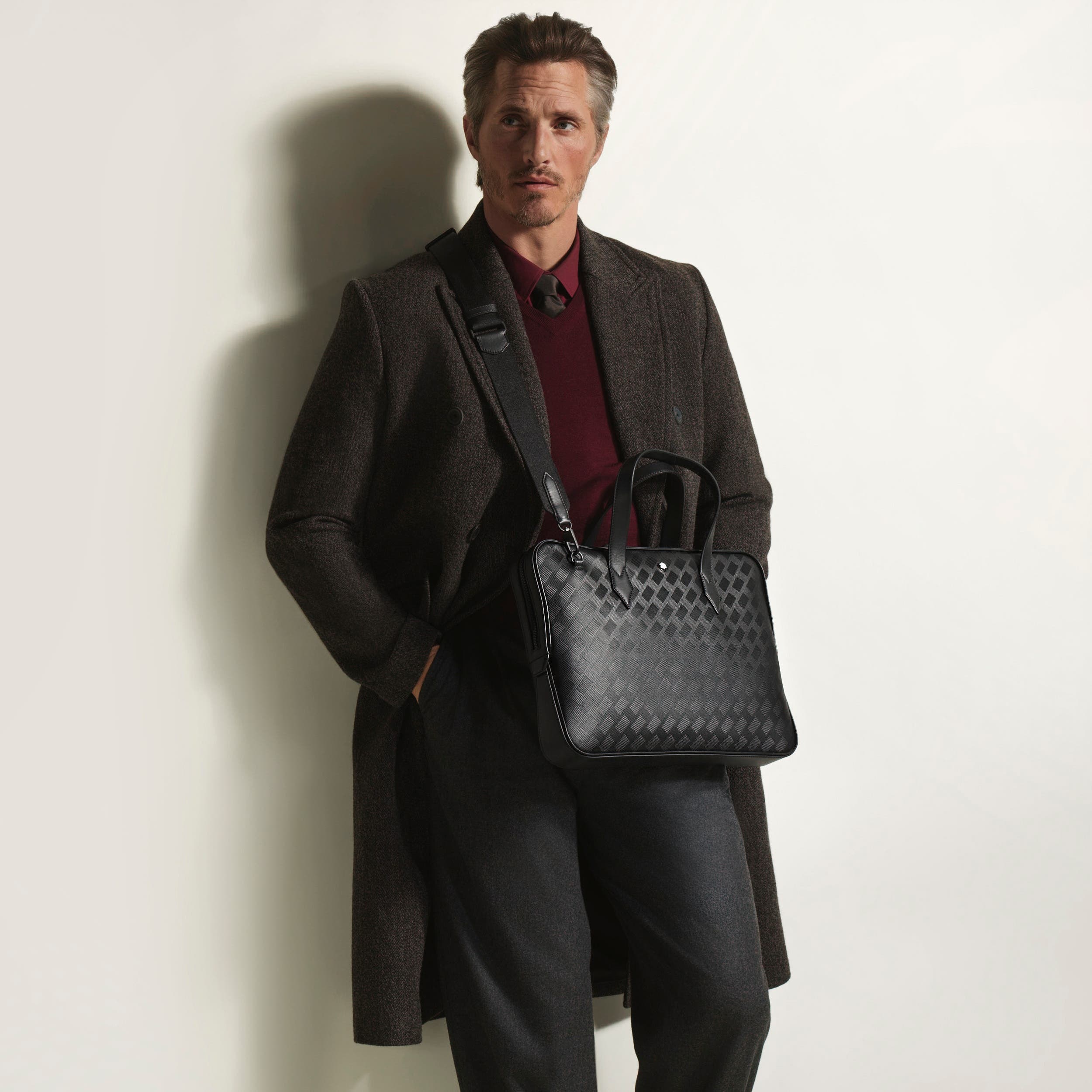 Extreme Leather Thin Briefcase, Alternate, color, BLACK