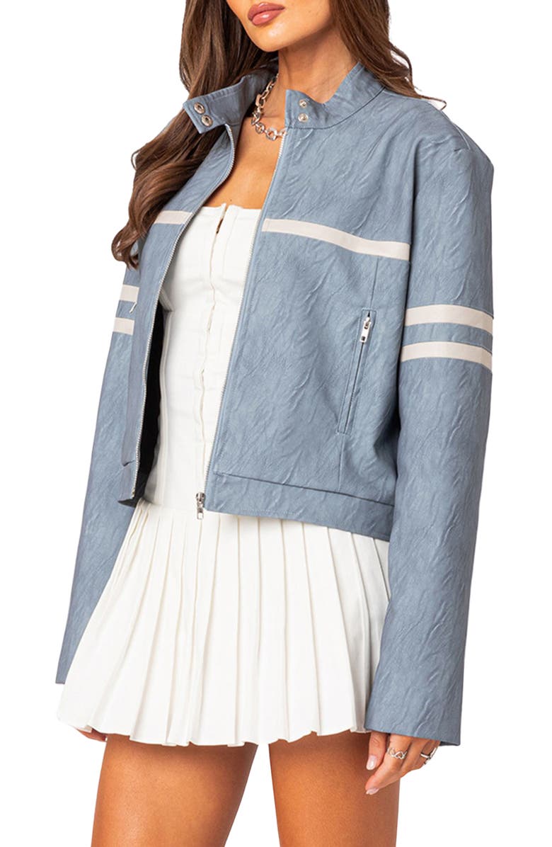 EDIKTED Rockstar Oversize Faux Leather Jacket, Alternate, color, 