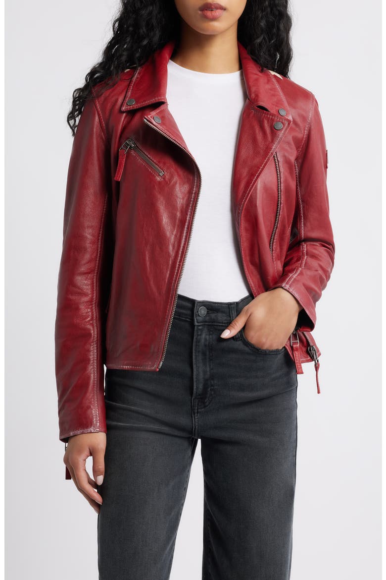 Christy Leather Moto Jacket, Main, color, RED