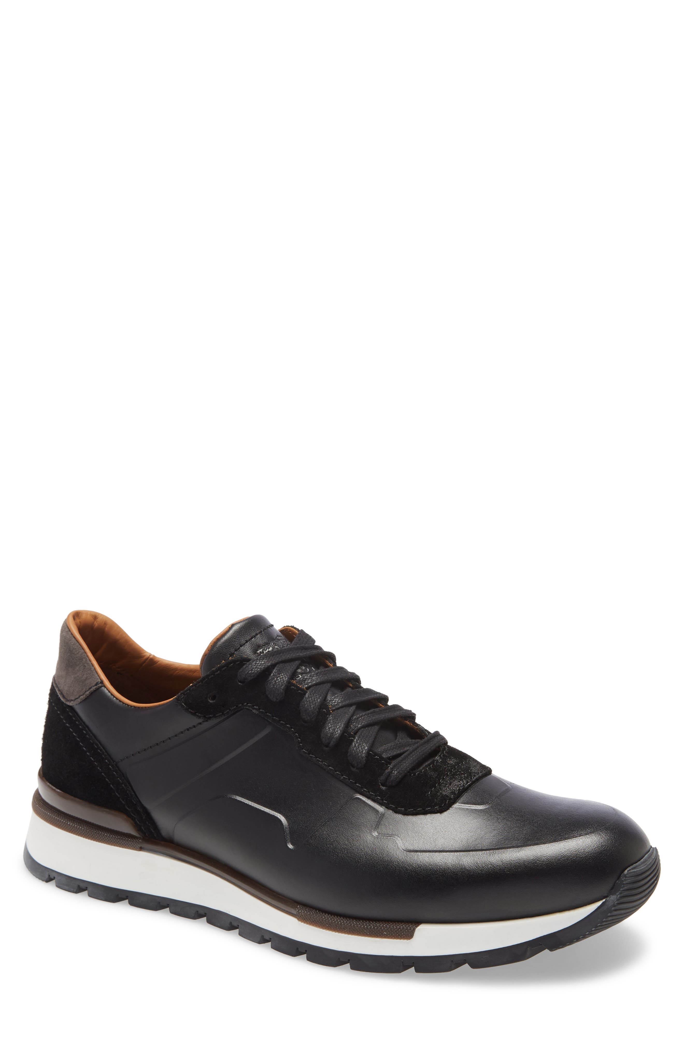 Davio Low Top Sneaker, Main, color, BLACK LEATHER