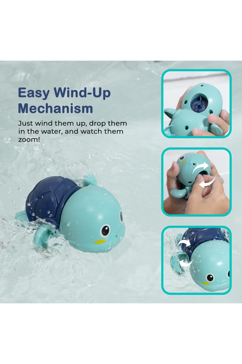 Floating Turtle Wind Up Bath Toy 3-Piece Set, Alternate, color, Multicolor