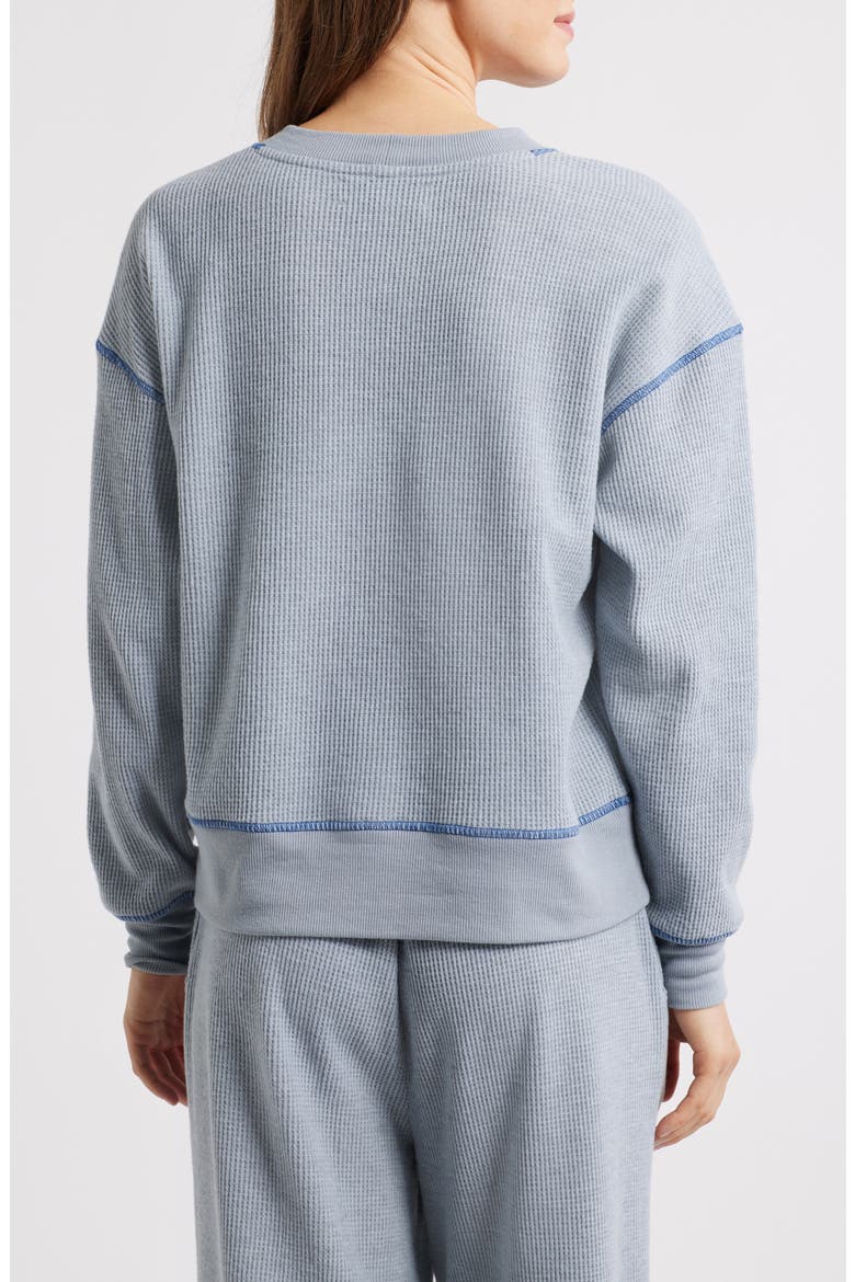 Contrast Stitch Waffle Knit Sweatshirt, Alternate, color, HEATHER GREY