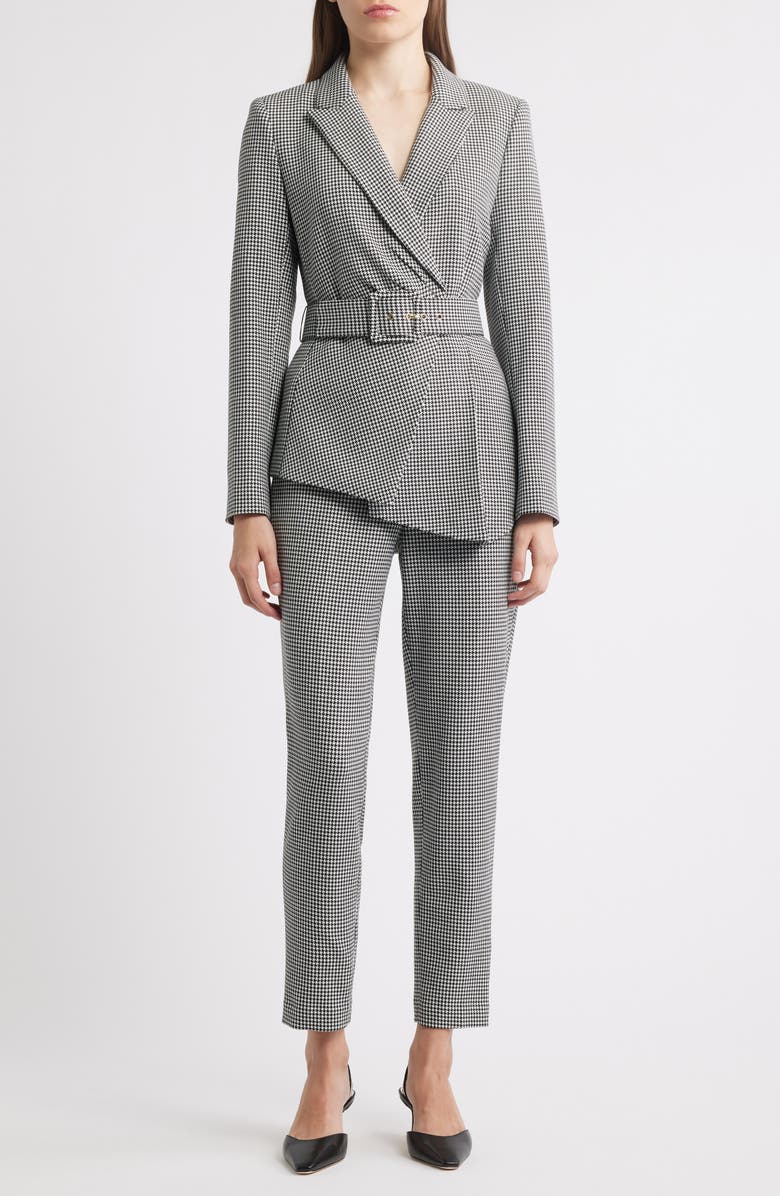 Tahari ASL Houndstooth Belted Jumpsuit, Main, color, Black White