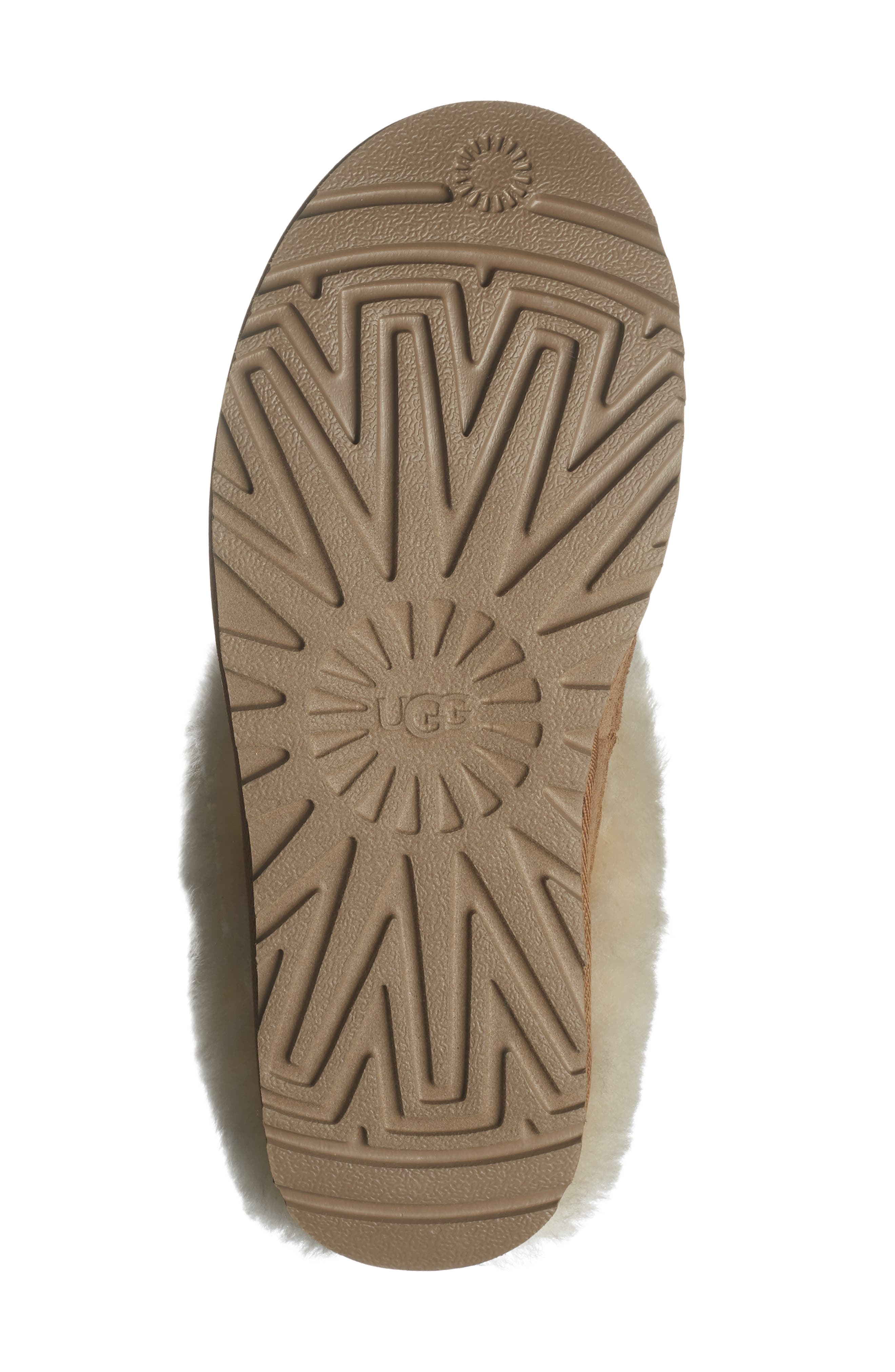Cluggette Genuine Shearling Lined Indoor/Outdoor Slipper, Alternate, color, NATURAL / CHESTNUT
