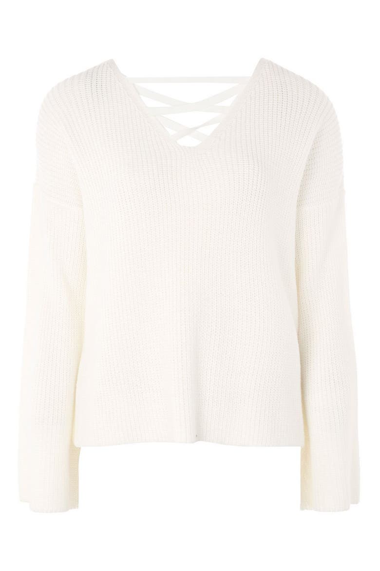 Lattice Back Sweater, Alternate, color, IVORY