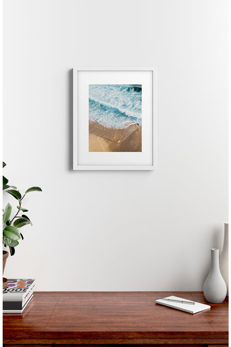 The Surfer & The Ocean Framed Wall Art, Alternate, color, BLUE