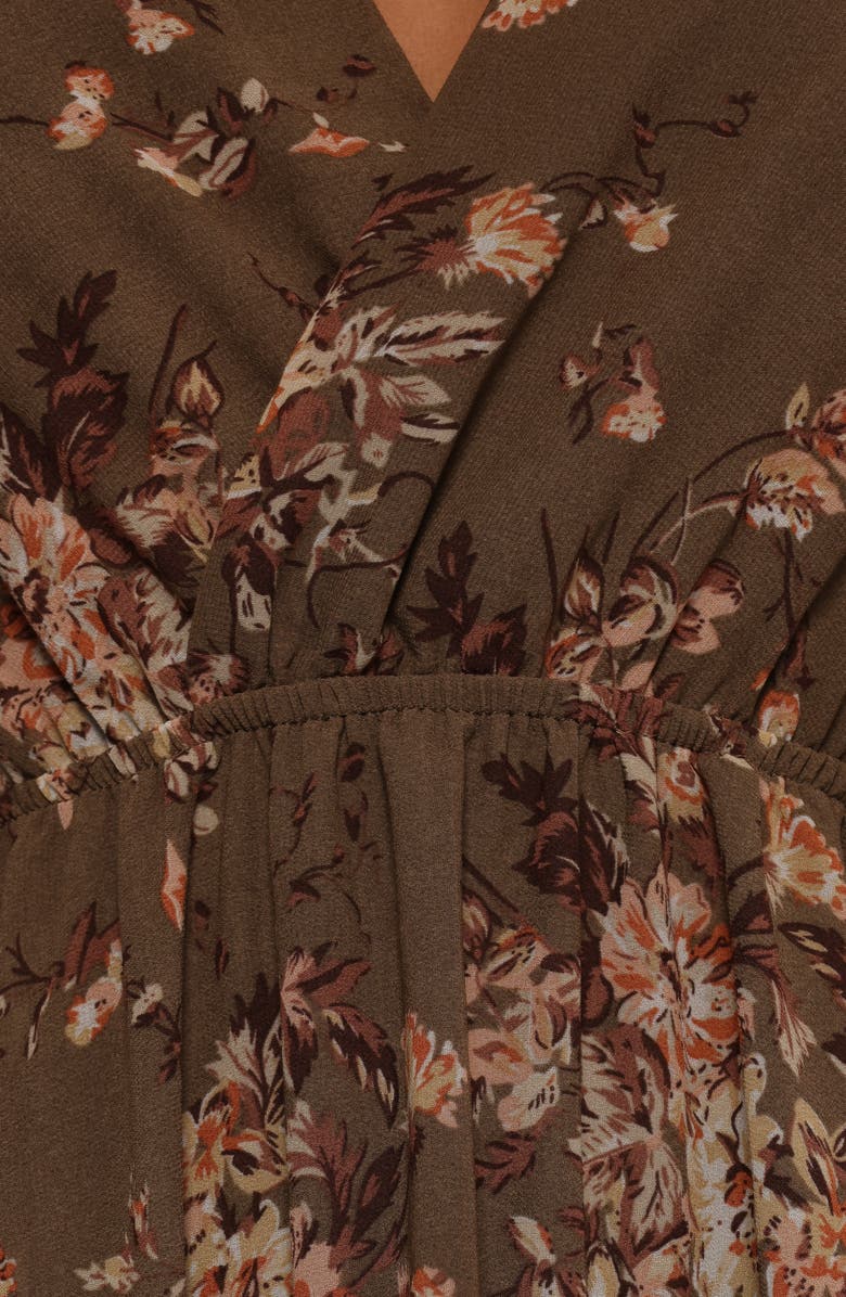 Petal & Pup Anisa Long Sleeve Floral Maxi Dress, Alternate, color, Olive Floral