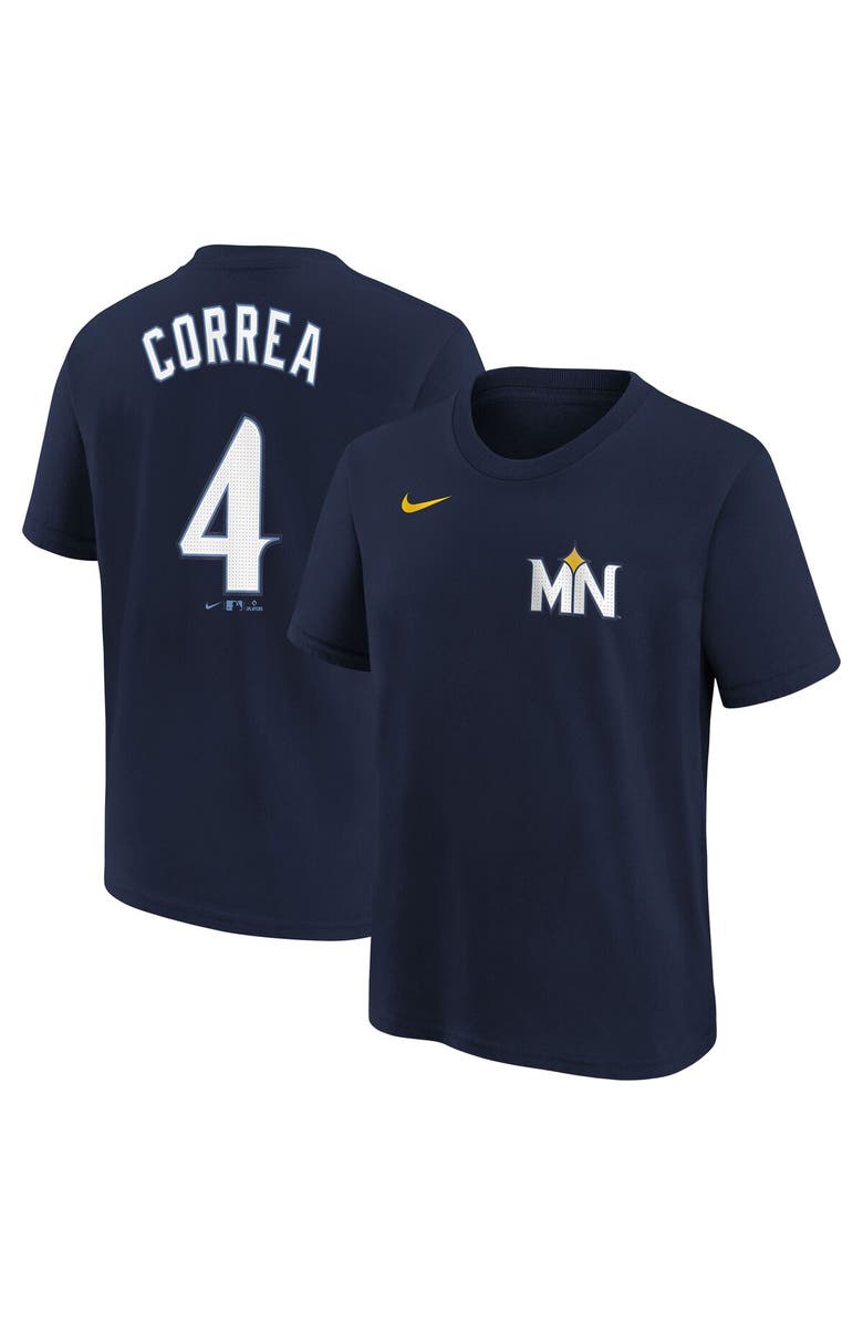 Nike Youth Nike Carlos Correa Navy Minnesota Twins 2024 City Connect Name & Number T-Shirt, Main, color, 