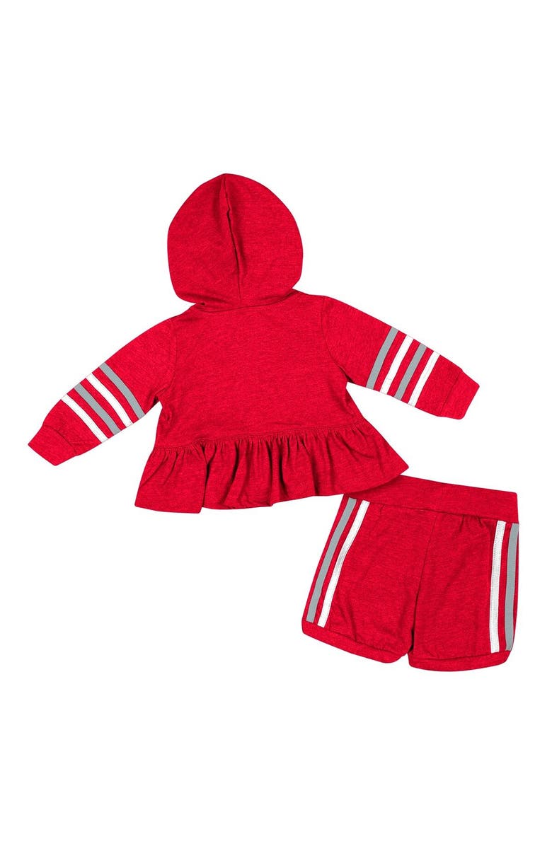 COLOSSEUM Girls Infant Colosseum Scarlet Ohio State Buckeyes Spoonful Full-Zip Hoodie & Shorts Set, Alternate, color, Scarlet