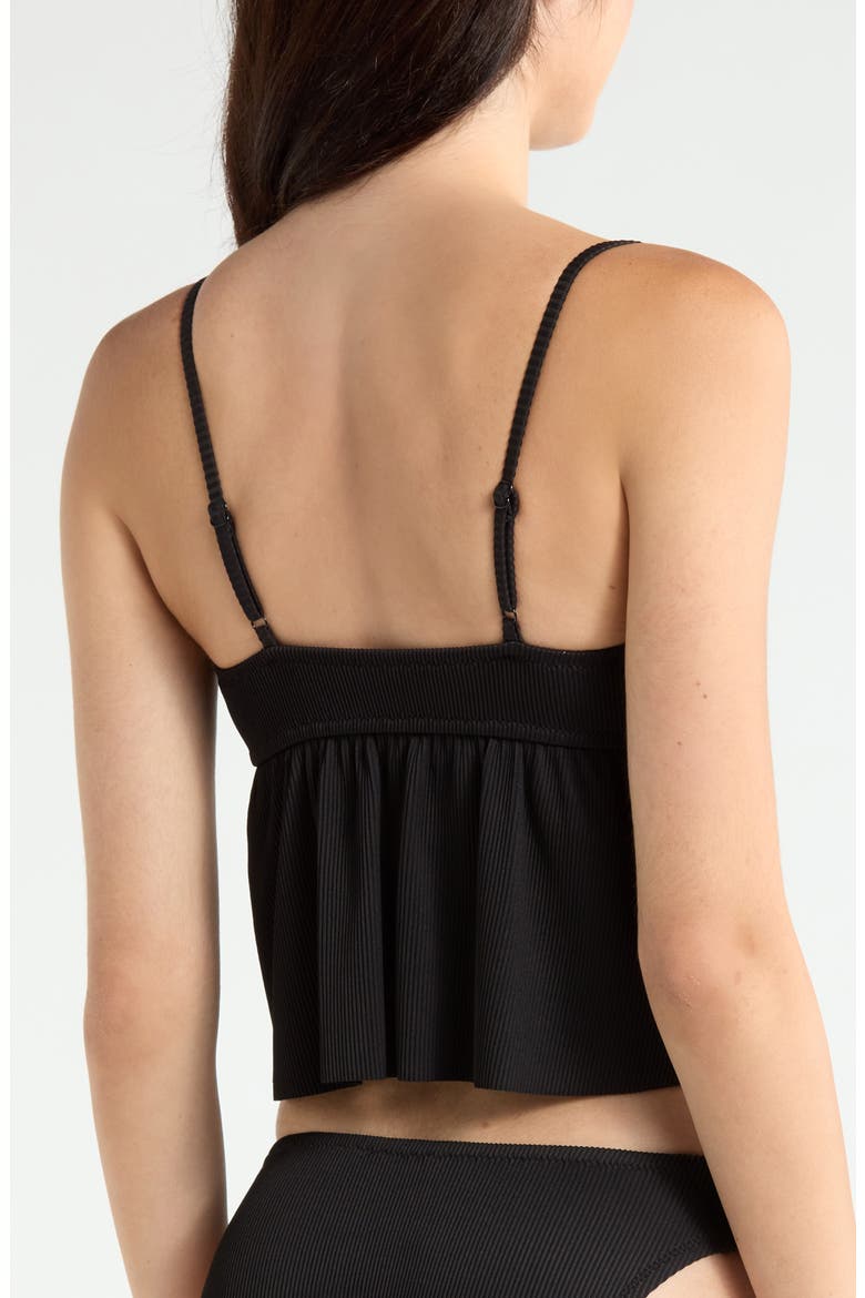 Shirred Tankini Top, Alternate, color, BLACK