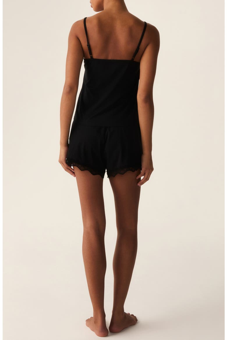 Lace Trim Pima Cotton Chemise, Alternate, color, BLACK