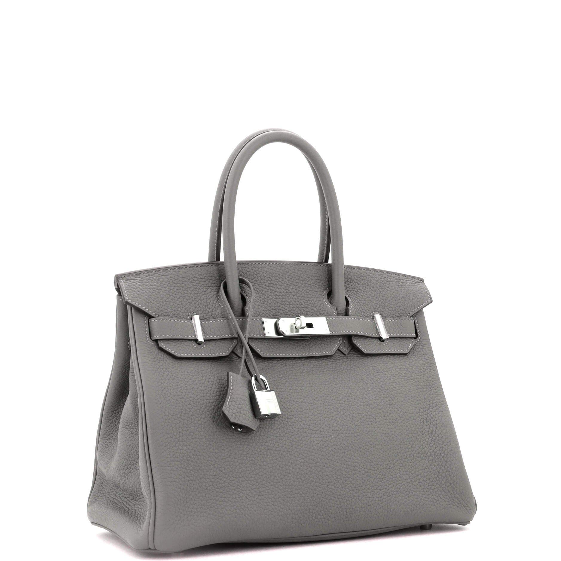 Pre-Owned Hermes Birkin Handbag Grey Clemence with Palladium Hardware 30, Alternate, color, Gris Meyer