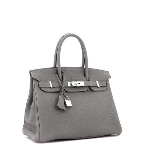 Pre-owned Hermes Hermes Birkin Handbag Grey Clemence With Palladium Hardware 30 In Gray