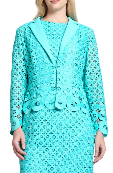 Geometric Lace Cutout Blazer