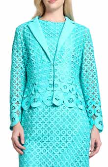 Ming Wang Geometric Lace Cutout Blazer