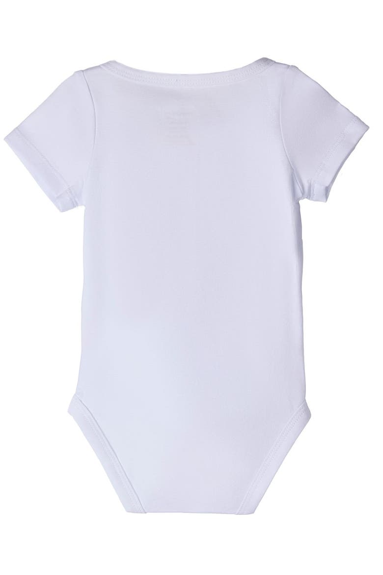 Kids Cotton Rich Solid White Short Sleeve Bodysuits, Alternate, color, White White White