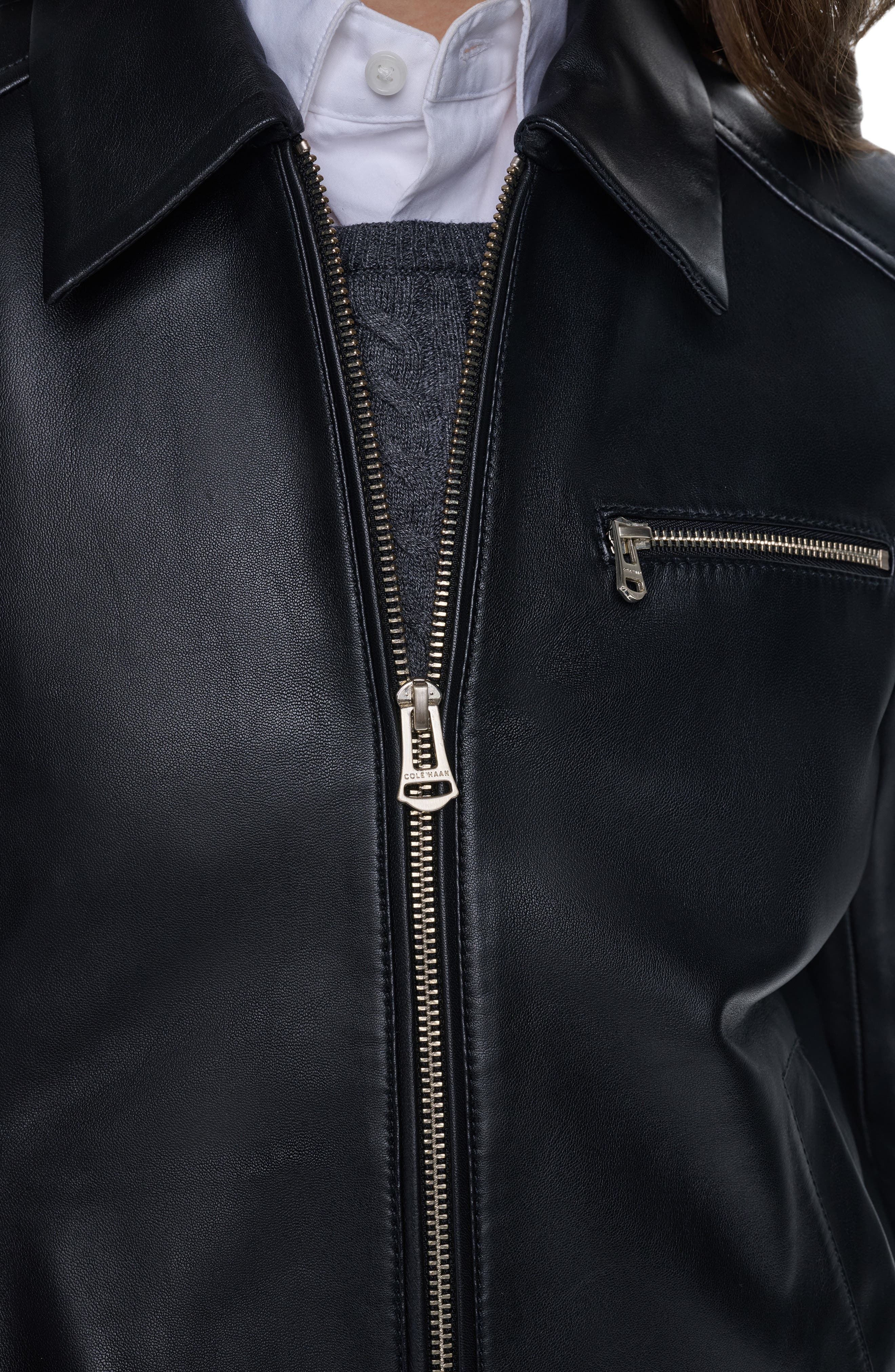 Женские куртки Cole Haan Signature Leather Bomber Jacket — фото 5