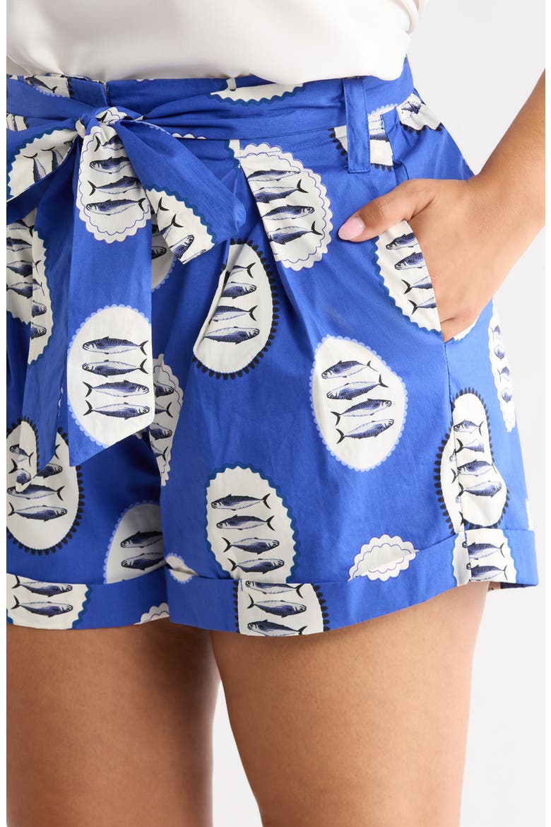 Maeve Belted Floral Zaferia Shorts, Alternate, color, NAVY-CRM-BLK