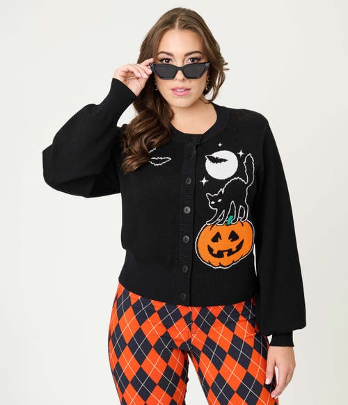 Unique Vintage 1950s Cropped Cardigan In Black
