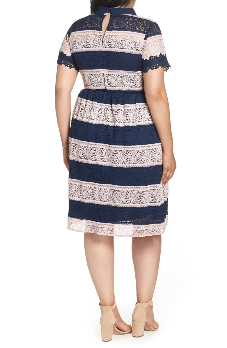 1901 Stripe Lace Fit & Flare Dress, Alternate, color, 