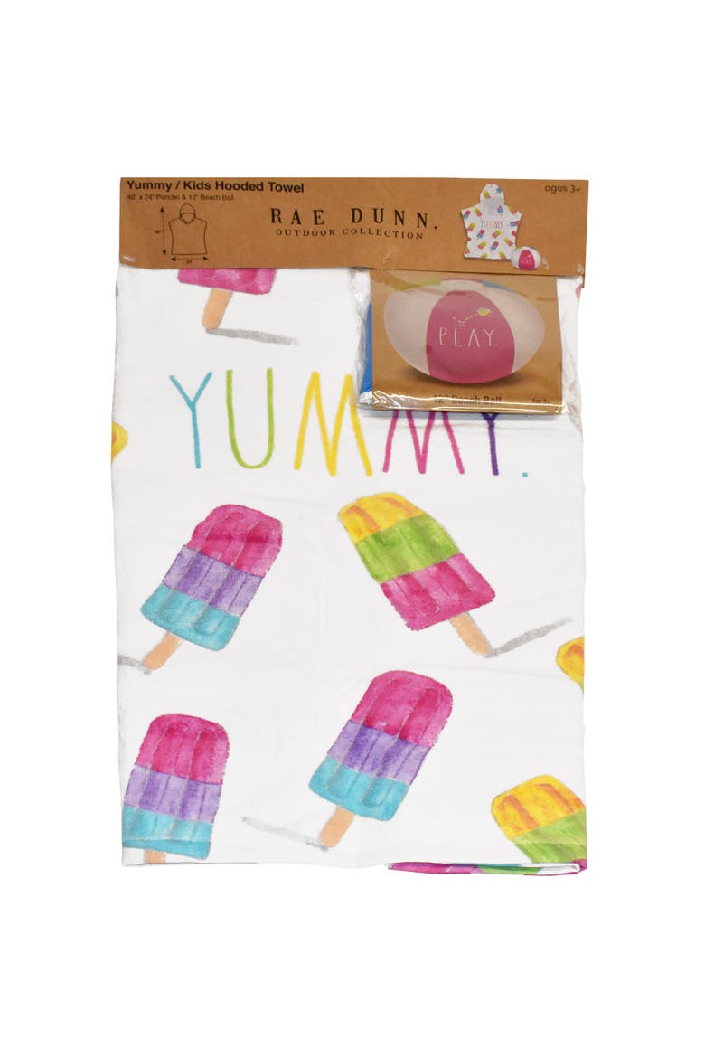 Yummy Kids Hooded Towel and 12 Inch Beach Ball Popsicle, Main, color, Multicolored