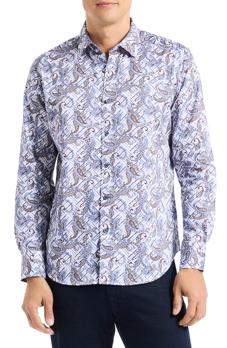Robert Graham Wylder Long Sleeve Button-Up Shirt, Main, color, White/ Blue Multi