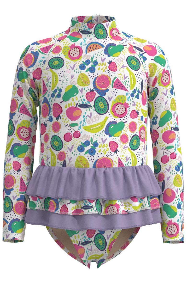 Cafe Kailani Long Sleeve Swimsuit, UPF 50+ Sun Protection, Main, color, Lavendula