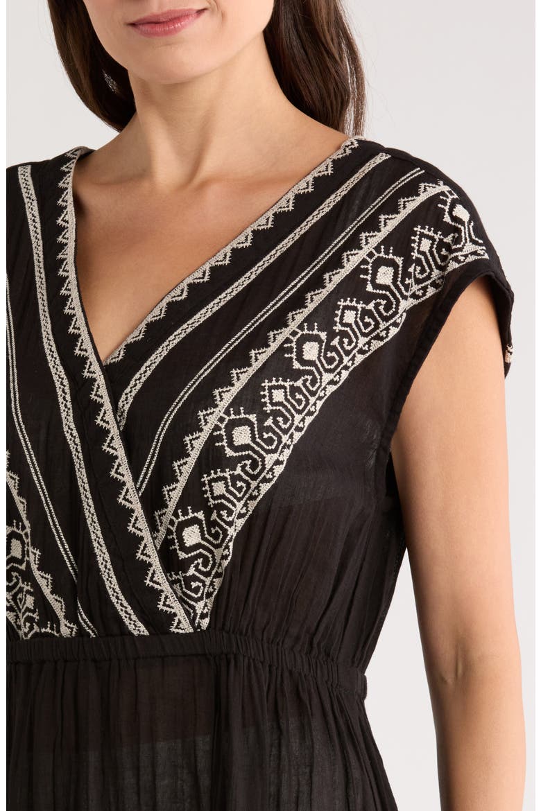 Embroidered Cover-Up Maxi Dress, Alternate, color, BLACK