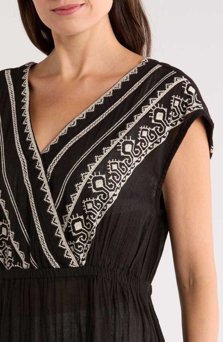 Elan Embroidered Cover-Up Maxi Dress, Alternate, color, Black