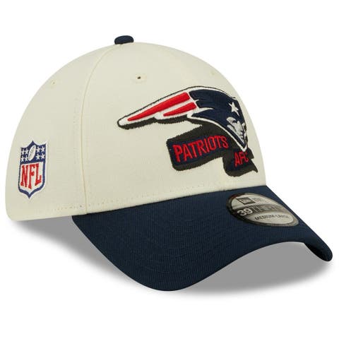Men's New Era Cream/Navy New England Patriots 2022 Sideline 39THIRTY 2-Tone Flex Hat