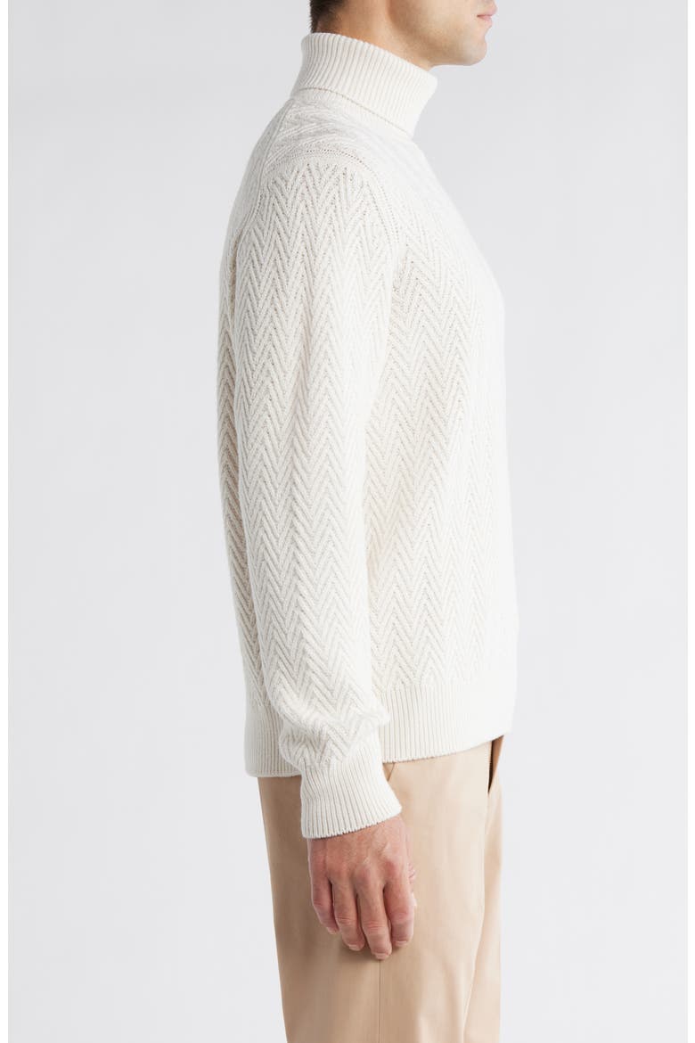Hatilo Chevron Stitch Turtleneck Virgin Wool Sweater, Alternate, color, OPEN WHITE