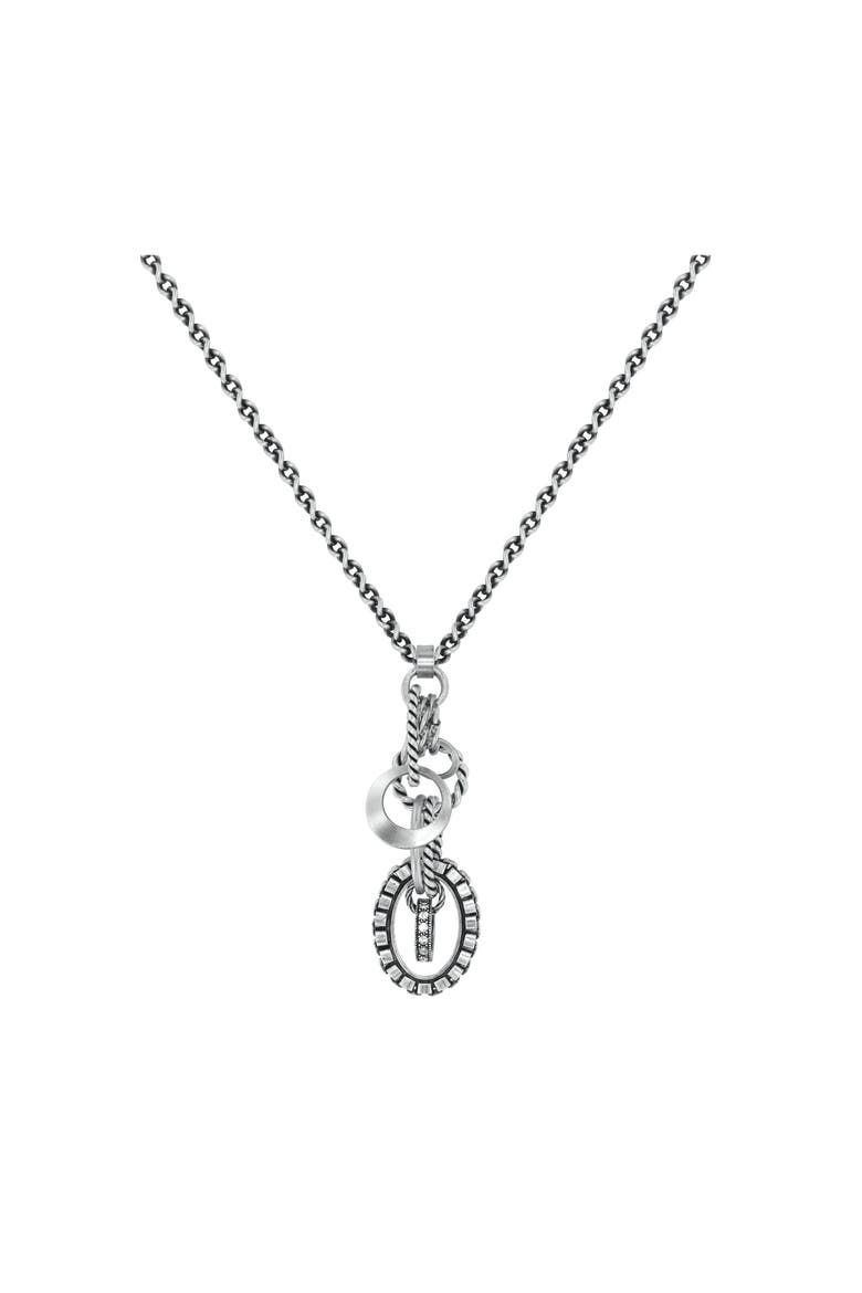 Rings & Rhythm Interlocking Ring Pendant Necklace, Main, color, Silver / Light Antique Silver