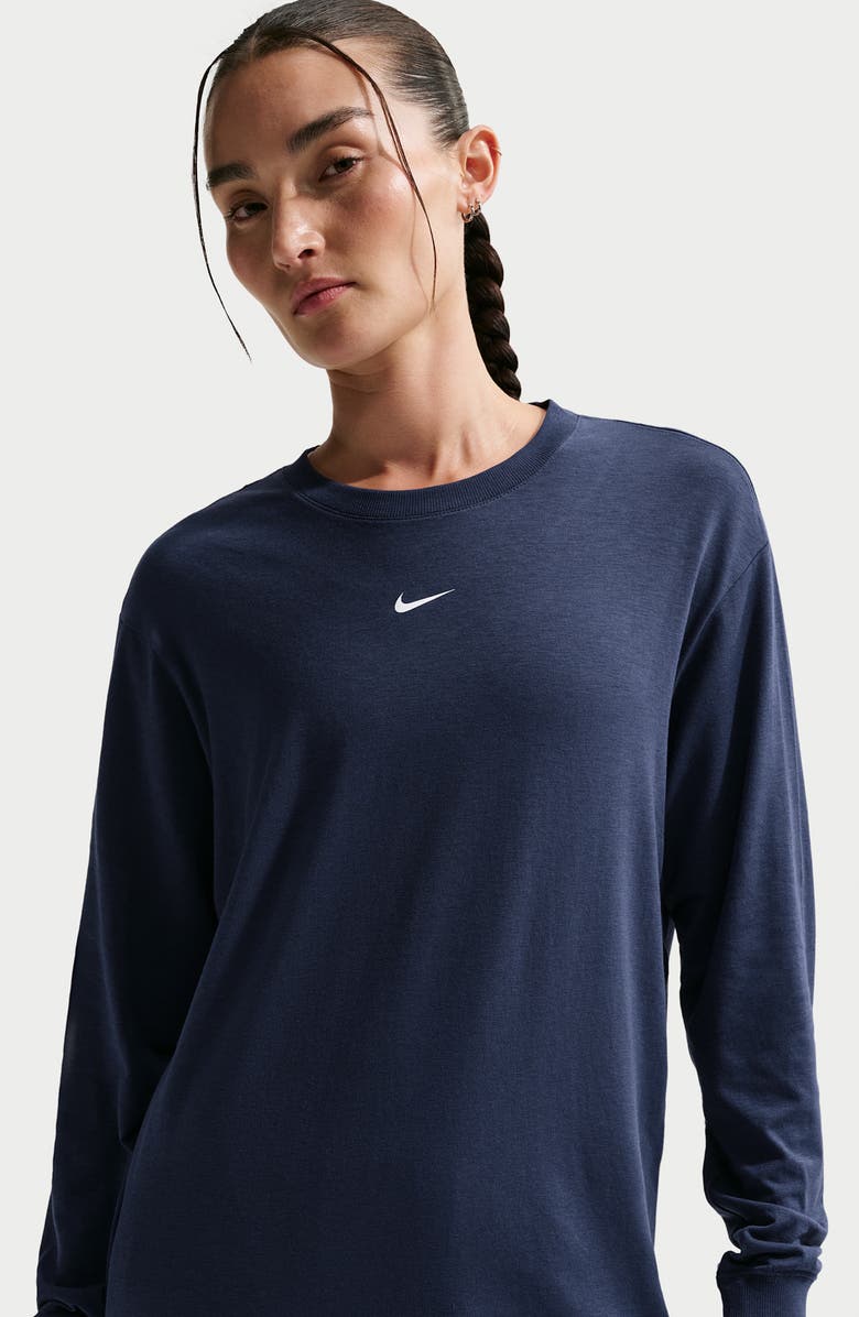 Nike One Relaxed Dri-FIT Top, Alternate, color, 411 Midnight Navy/White