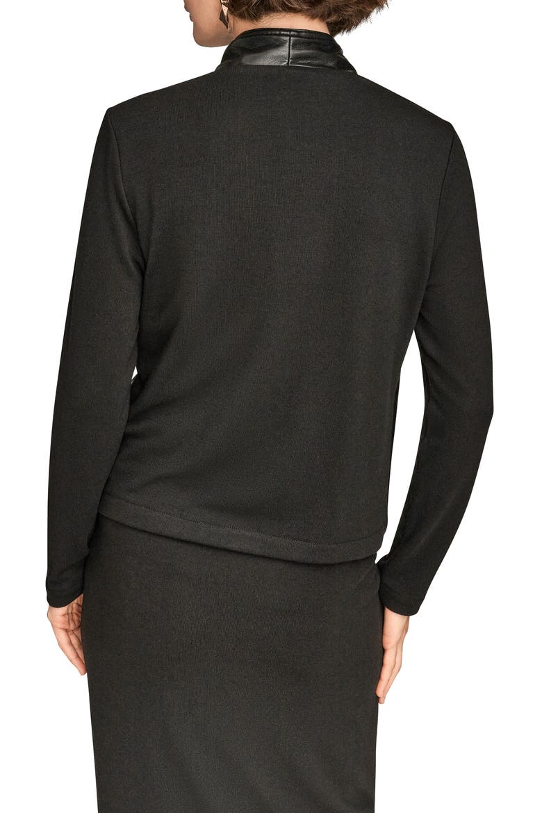 Flyaway Faux Leather & Knit Jacket, Alternate, color, BLACK