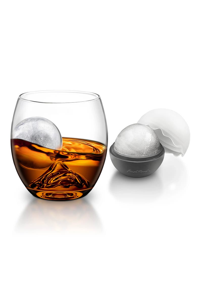 On The Rock Glass with Ice Ball Mould, 8 oz, Glass & Silicone, Main, color, Clear