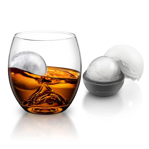 On The Rock Glass with Ice Ball Mould, 8 oz, Glass & Silicone
