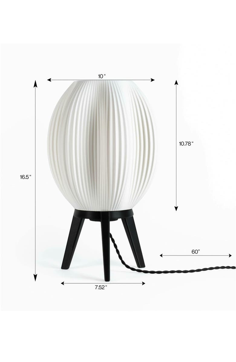 JONATHAN Y Wavy 16.5" Modern Contemporary Plant-Based PLA 3D Printed Dimmable LED Table Lamp, Alternate, color, White/Black