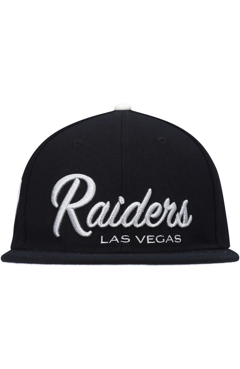 PRO STANDARD Men's Pro Standard Black Las Vegas Raiders Script Wordmark Snapback Hat, Alternate, color, 
