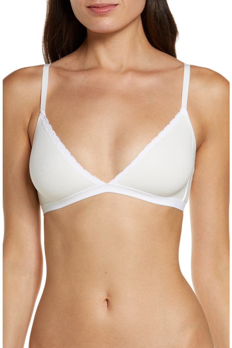 Adorned Cotton Blend Bralette, Main, color, WHITE