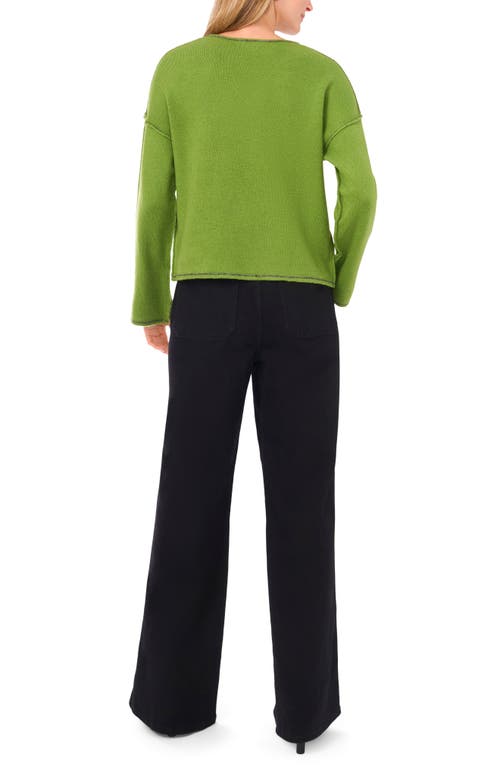 Vince Camuto Contrast Detail V-neck Sweater In Green