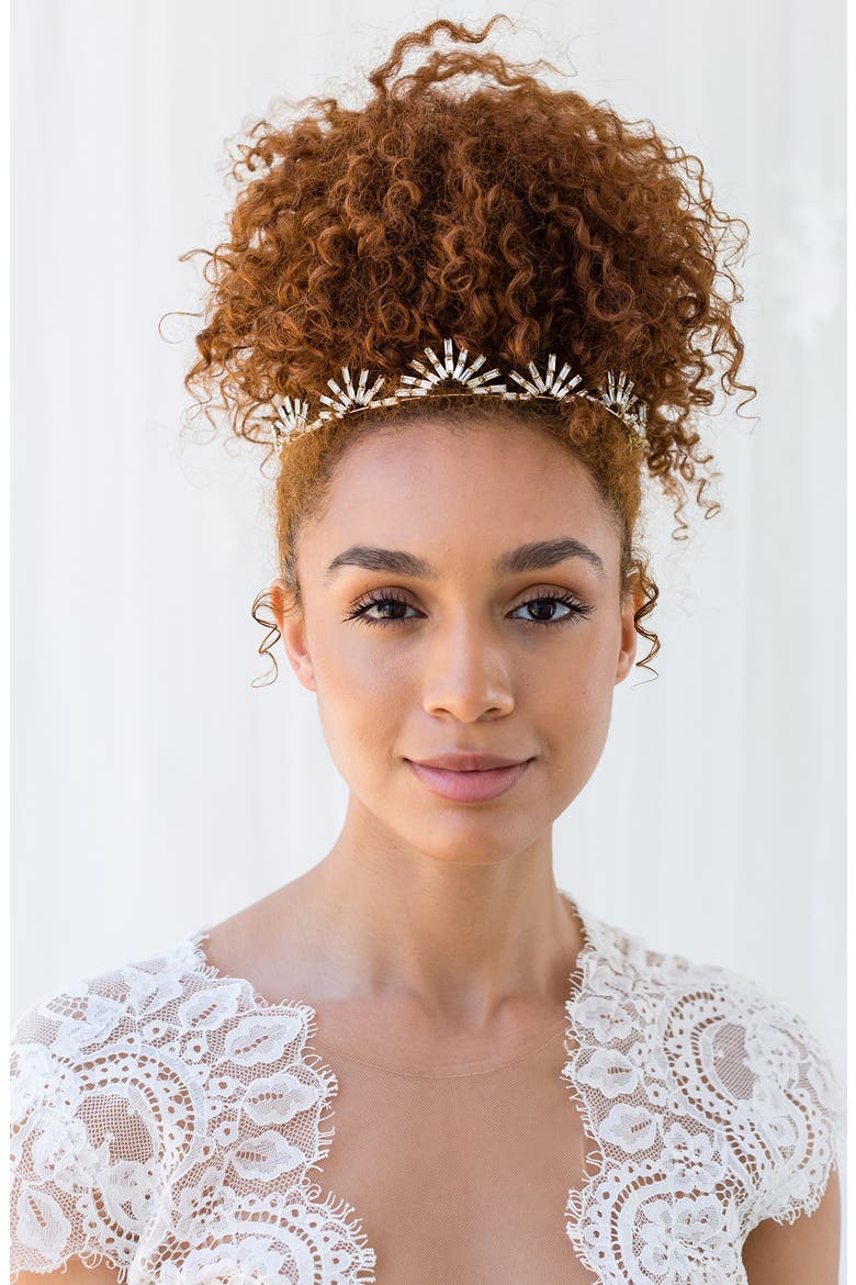 Mishael Marquise Crystal Crown (Nordstrom Exclusive), Main, color, GOLD