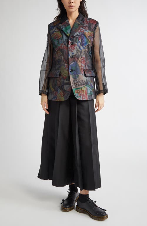 COMME DES GARÇONS COMME DES GARÇONS PAPER PRINT 6 NYLON ORGANZA BLAZER