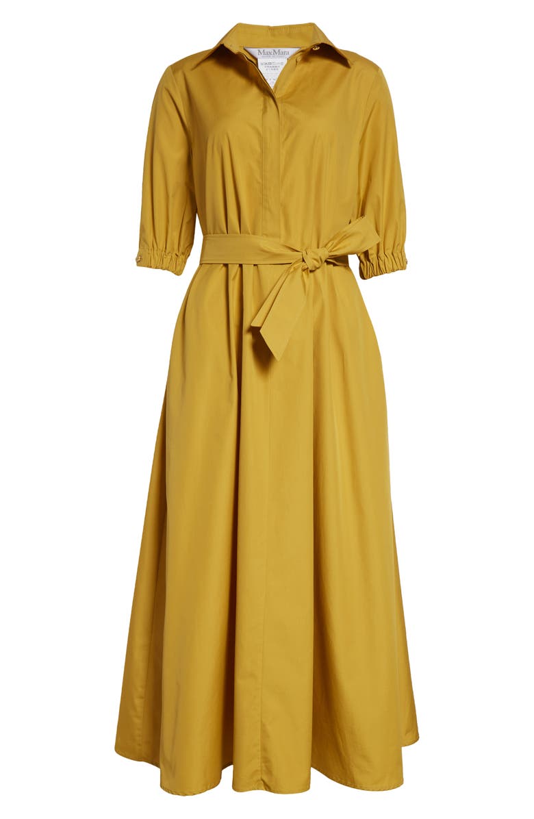 Max Mara Hoyo Cotton Belted Shirtdress, Alternate, color, Yellow
