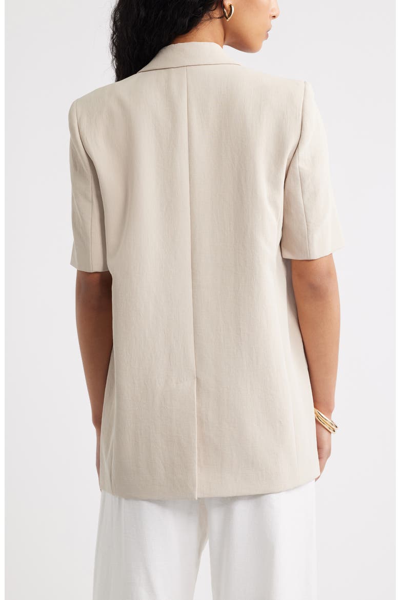 Curator Crepe Short Sleeve Blazer, Alternate, color, GREY FEATHER